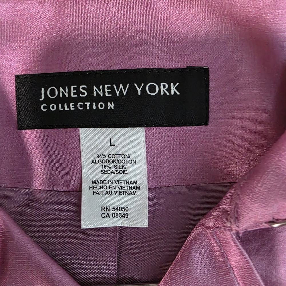 Jones New York Collection Pink Silk Blend Double Breasted Belted Trench Coat L - Picture 12 of 12